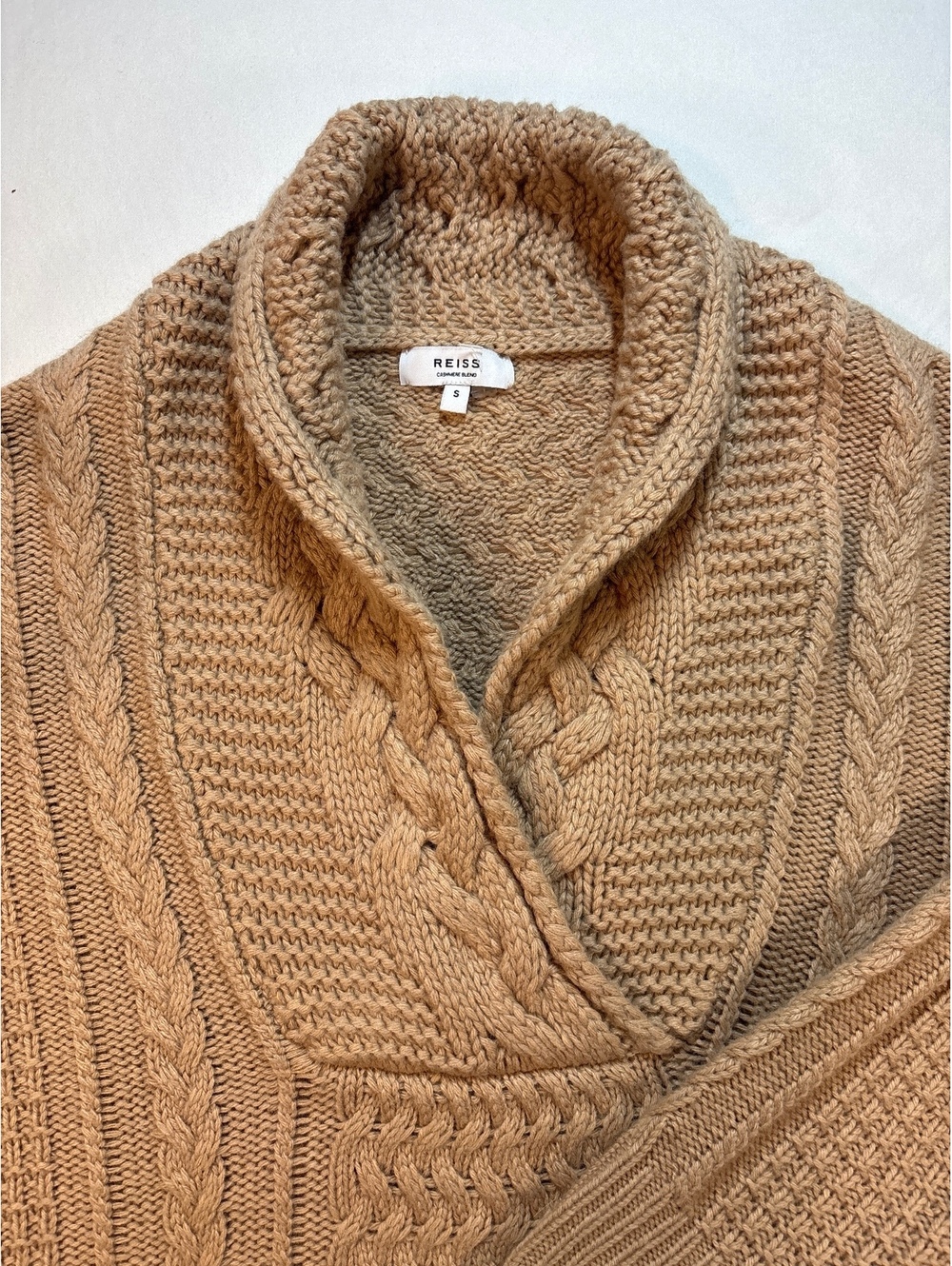 REISS Women Cashmere Blend Cable Knit Shawl Collar Sweater